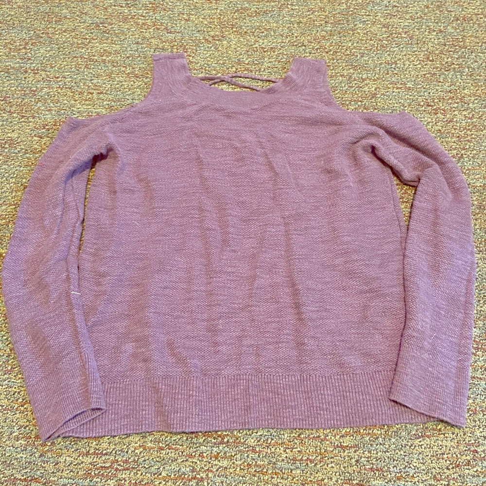 Cold-shoulder purple sweater